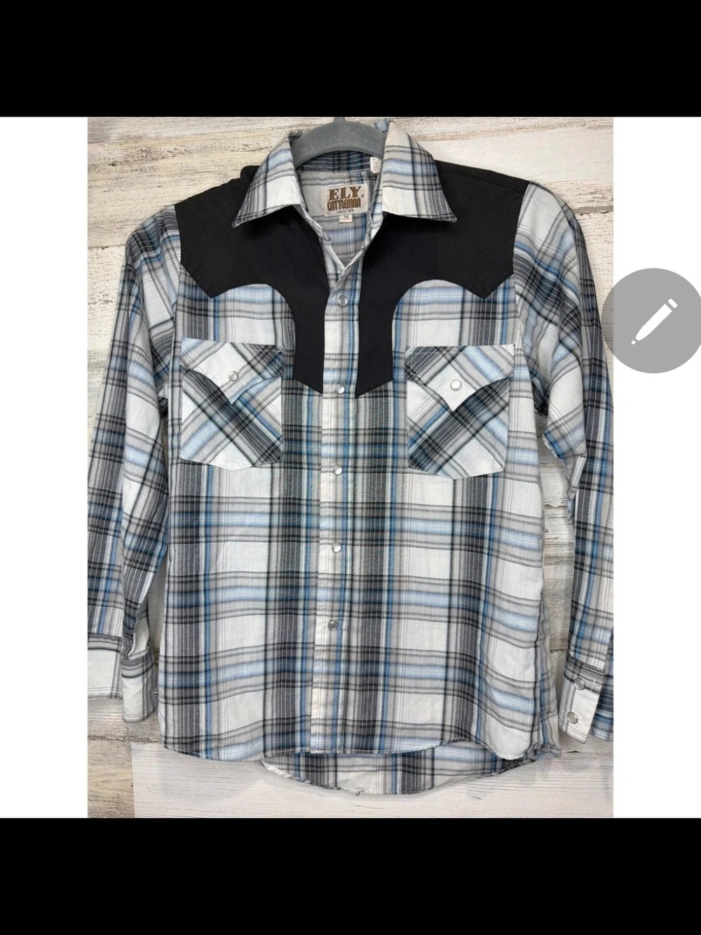 Ely Cattleman Black Yoke Plaid Button-Down Shirt - Pearl Snap Button